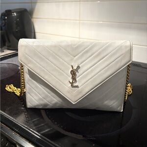 Yves Saint Laurent White YSL Vintage Clutch Bag